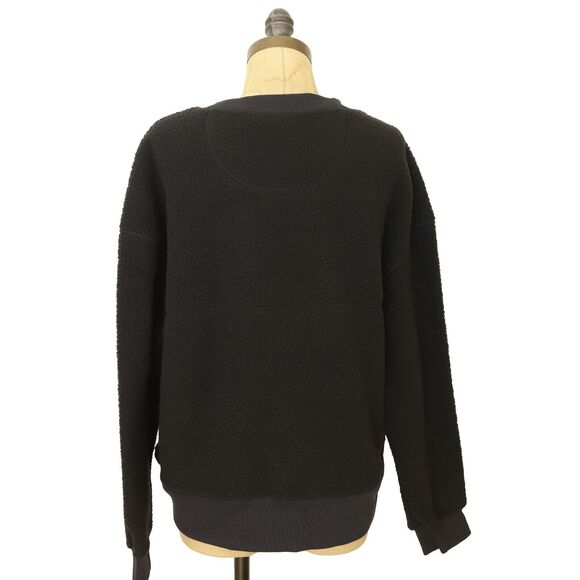 EVERLANE The ReNew Fleece Oversized Crew S Black Sherpa Pullover Long Sleeve B72 - Picture 4 of 6